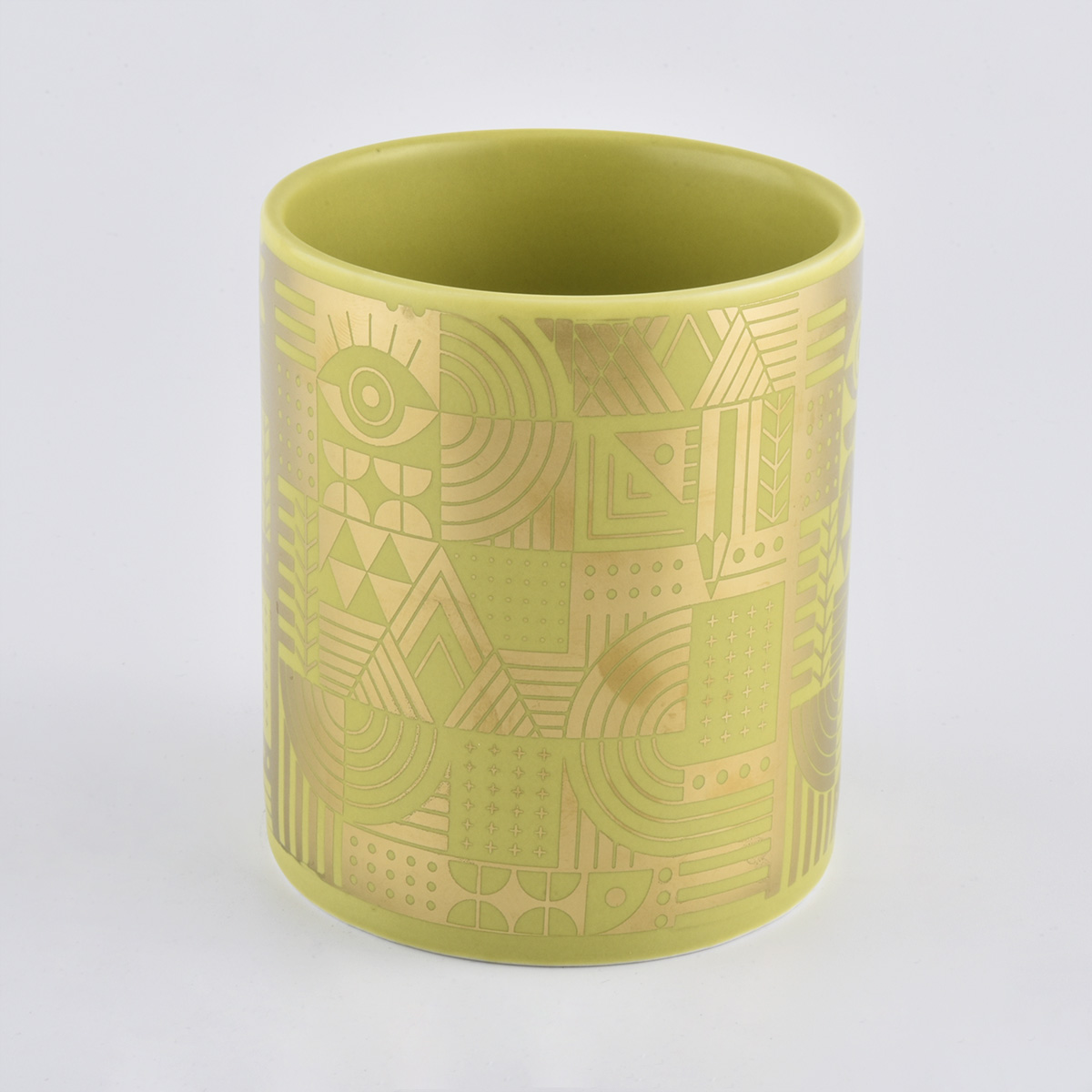 Venta al por mayor propia marca personalizada diseño marfil fragancia ronda cerámica vela tarro