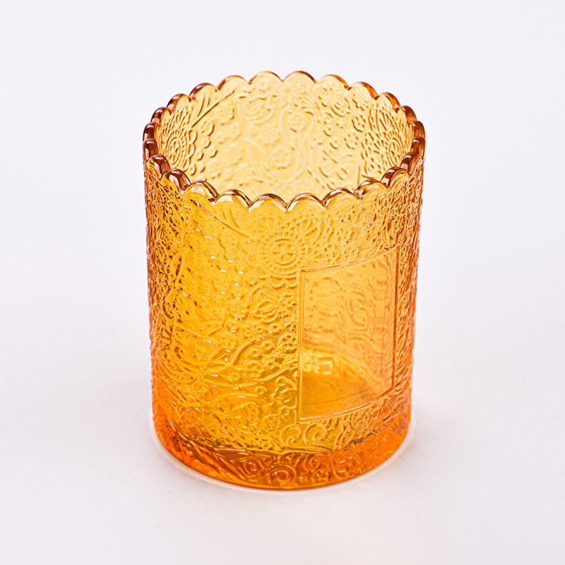 Wholesale candle containers for making candles 7oz embossed glass candle holders