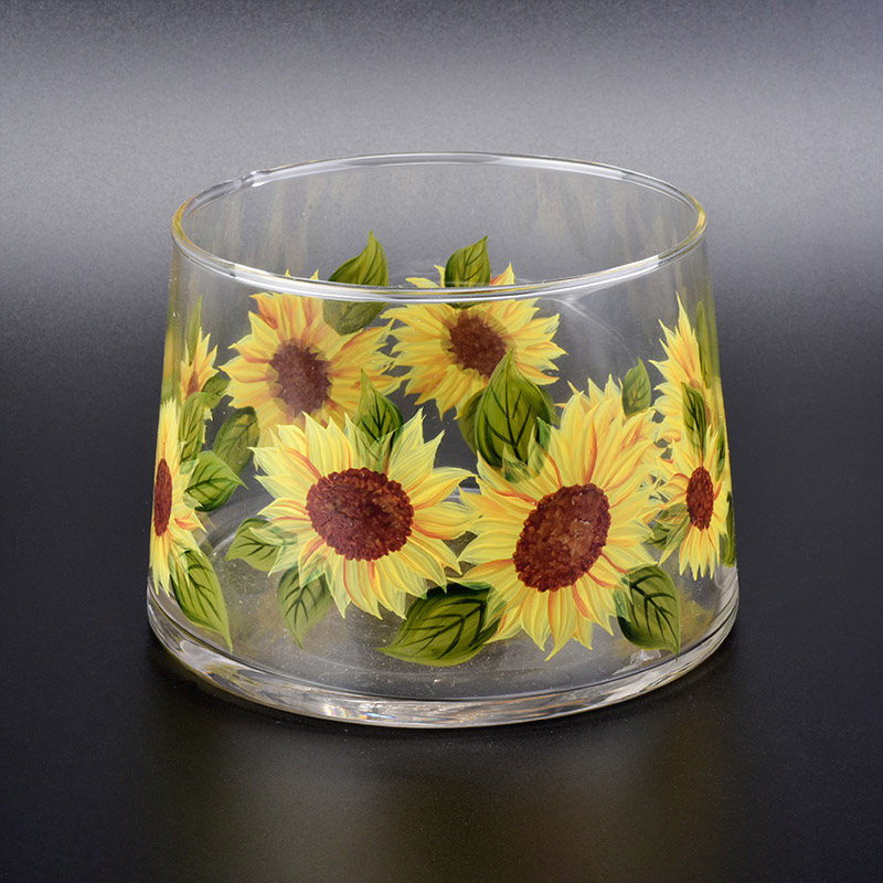 blowing glass candle holders with hand painting