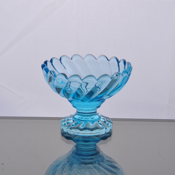 vidro azul sorvete / dessertcup com forma redonda