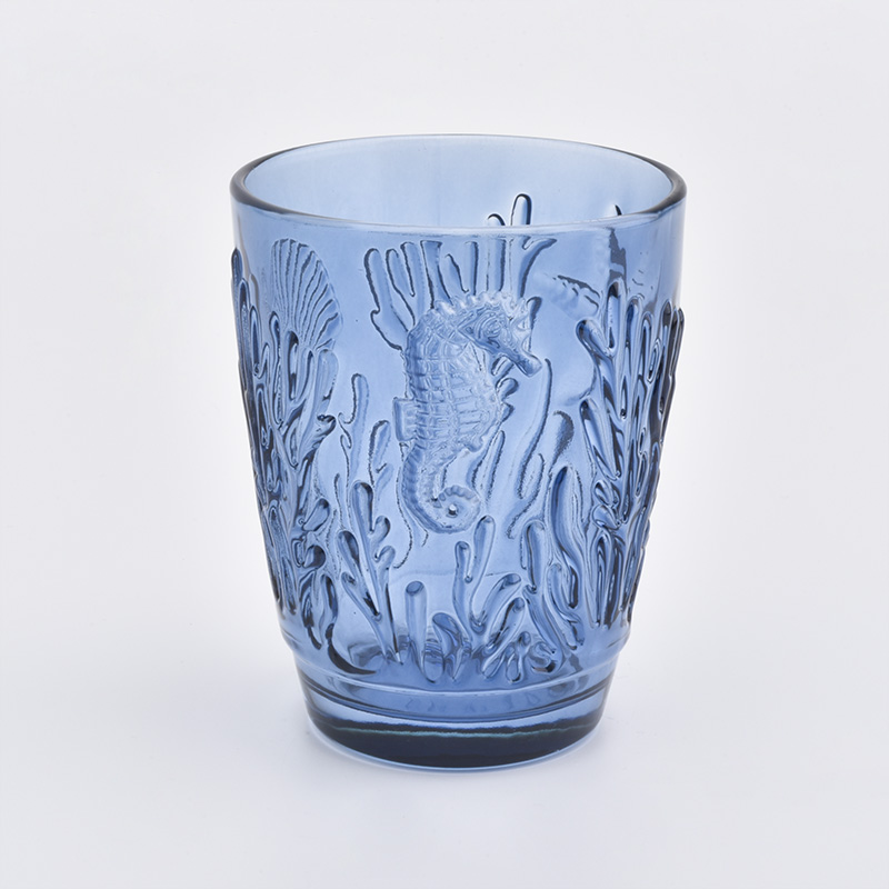 blue sea horse pattern candle cup