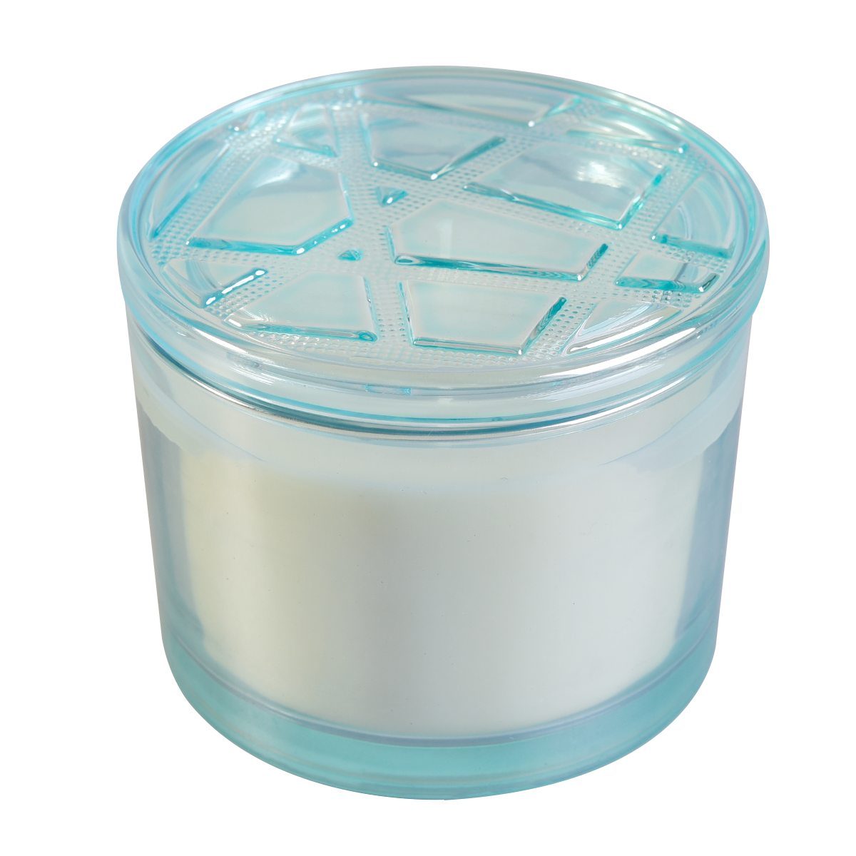 niebieski półprzezroczysty duży szklany świecznik