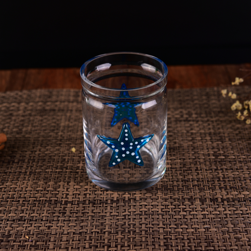 clear glass candle holder with star for party, bar