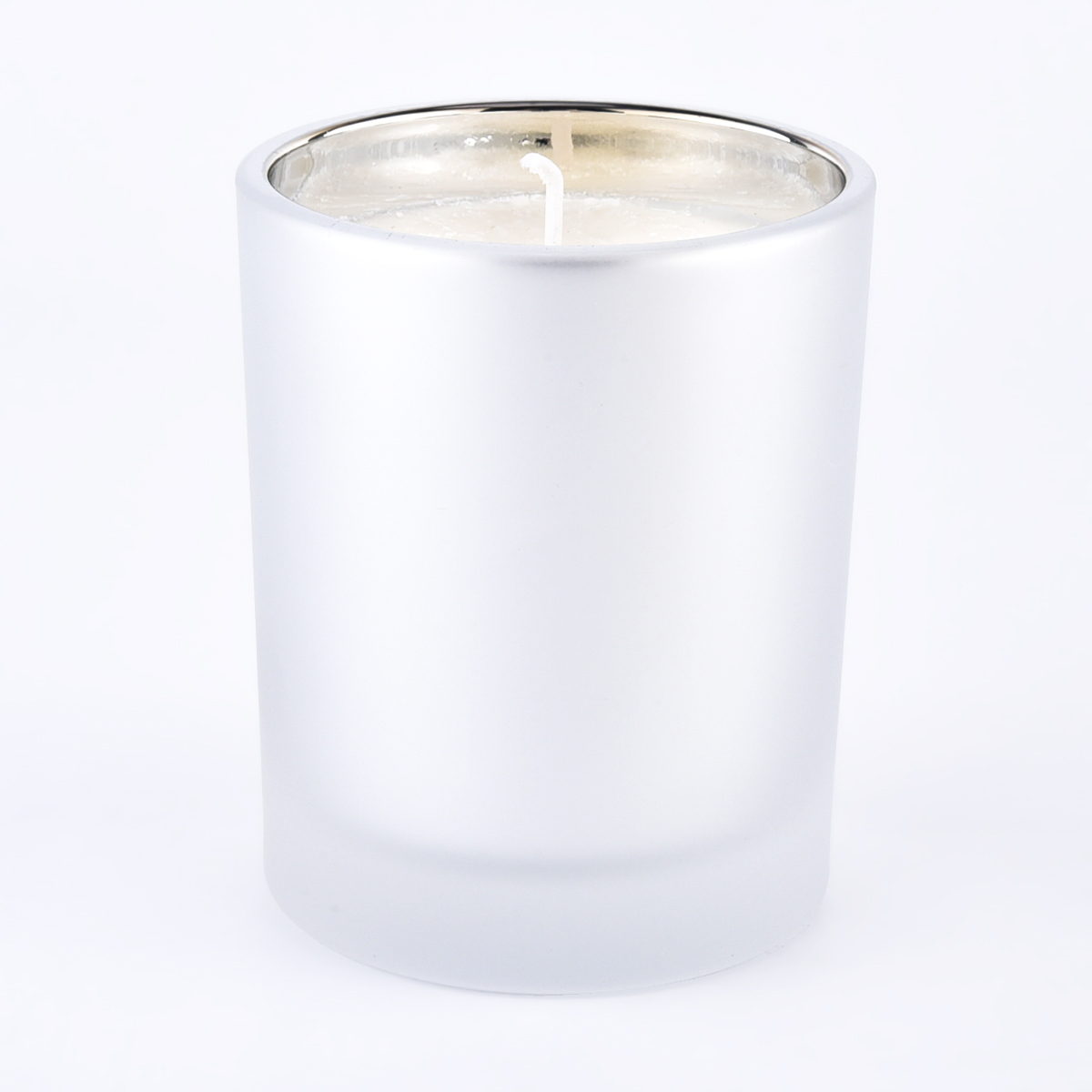Customized colored glass candle vessels with electroplated silver inside for wholesale