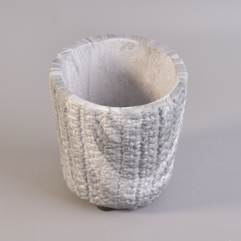 concrete candle jar with hydrographics transfer printing