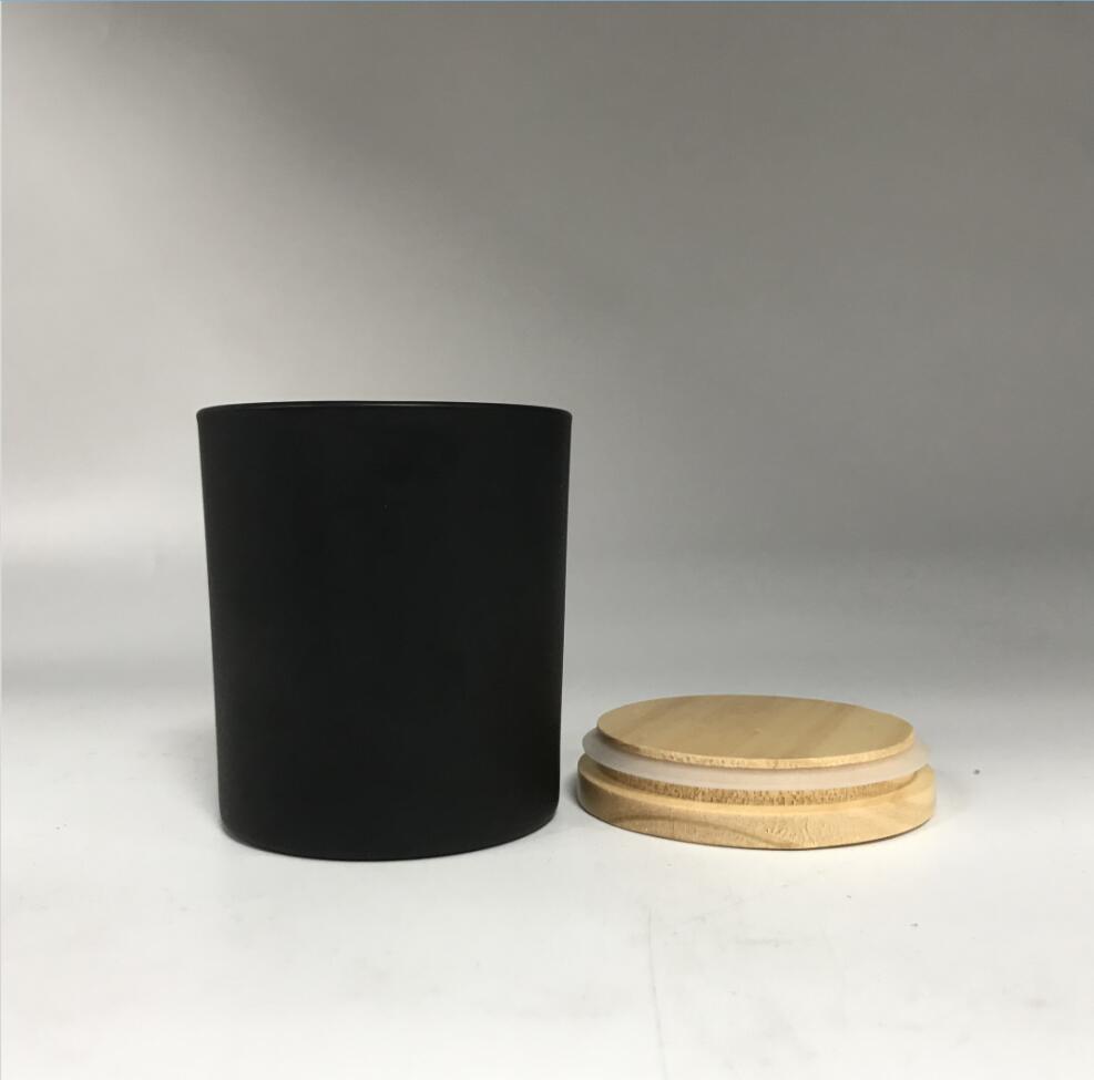 custom black glass candle jars with wood lid