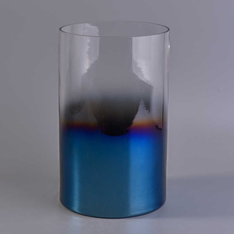 cylinder iridescence glass candle holder