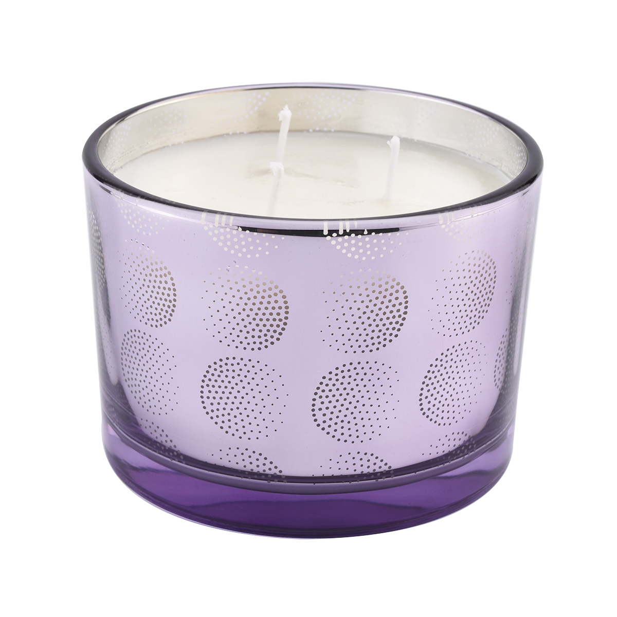 barattoli di candela in vetro a candela di vetro viola vuoto per produrre candele con argento elettroplato