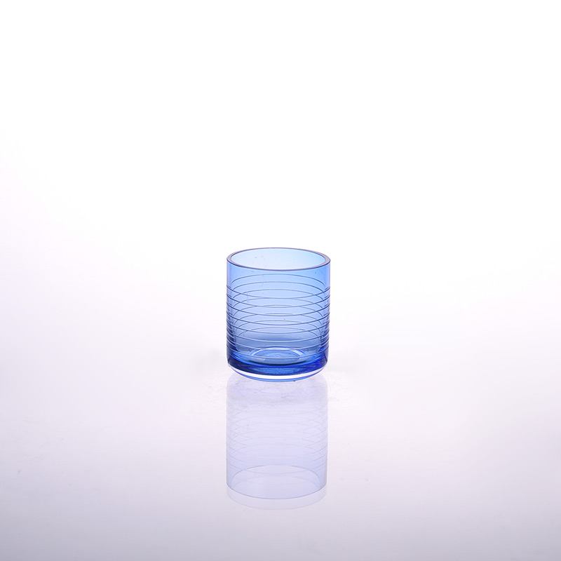 engraved colored  glass candle holders