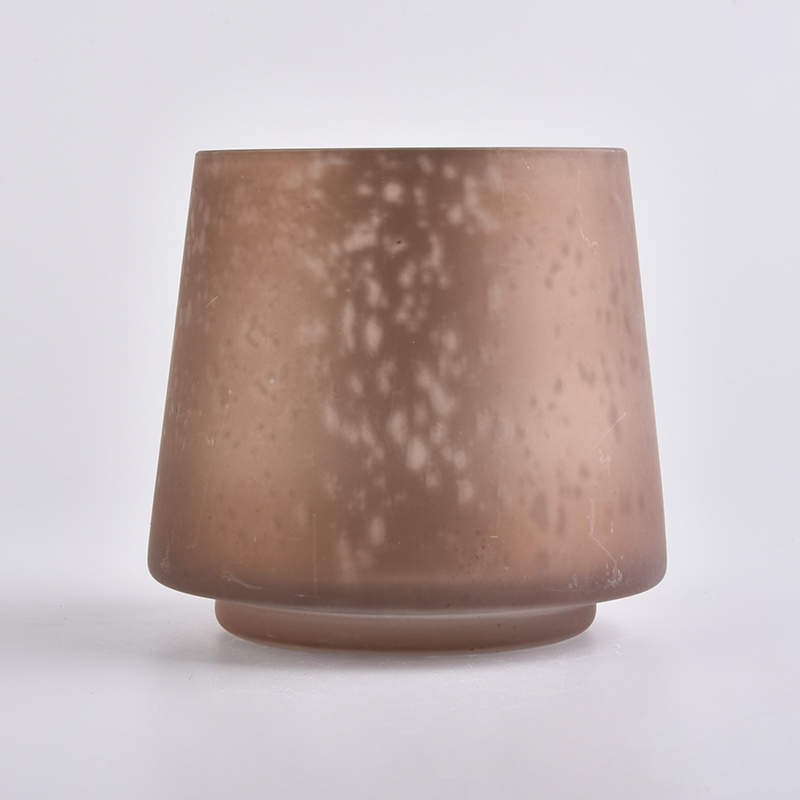 frosted amber stackable glass candle holders with silver mercury