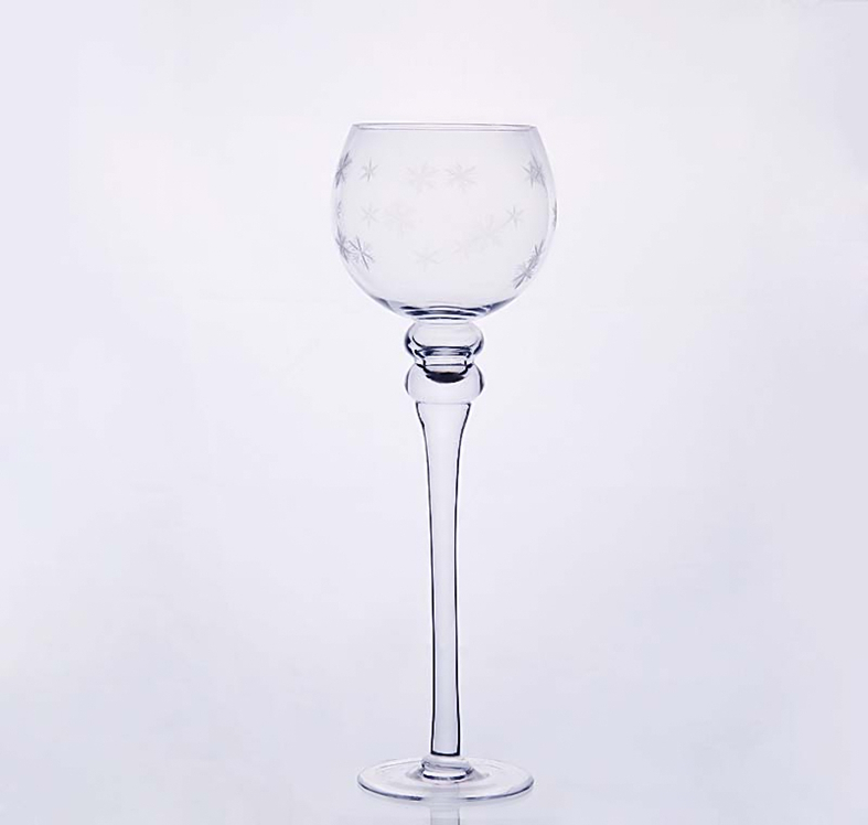 glass candle holder with stem