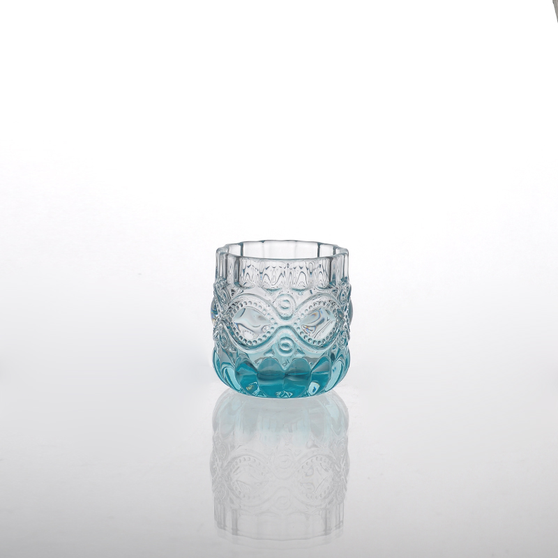 glass candle holders with color in bottom