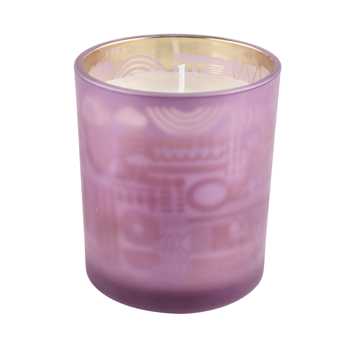 balang lilin kaca dengan hiasan warna yang dilekatkan dan disembur