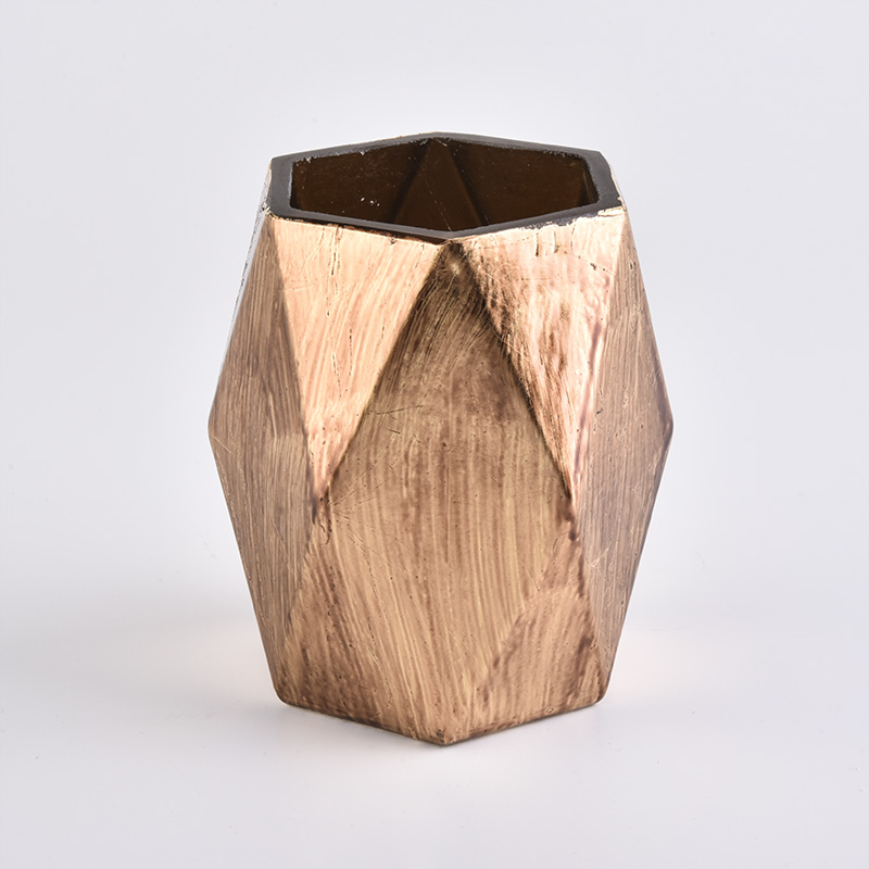 golden GEM unique glass candle holders