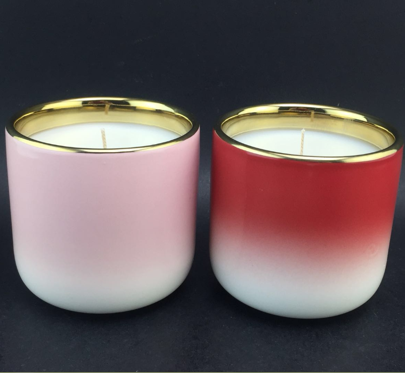 gradient color glazed ceramic candle jars
