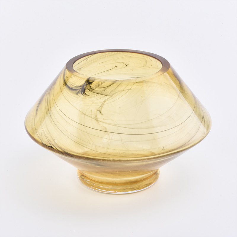 hand made amber marble finish glass candle holders with stand