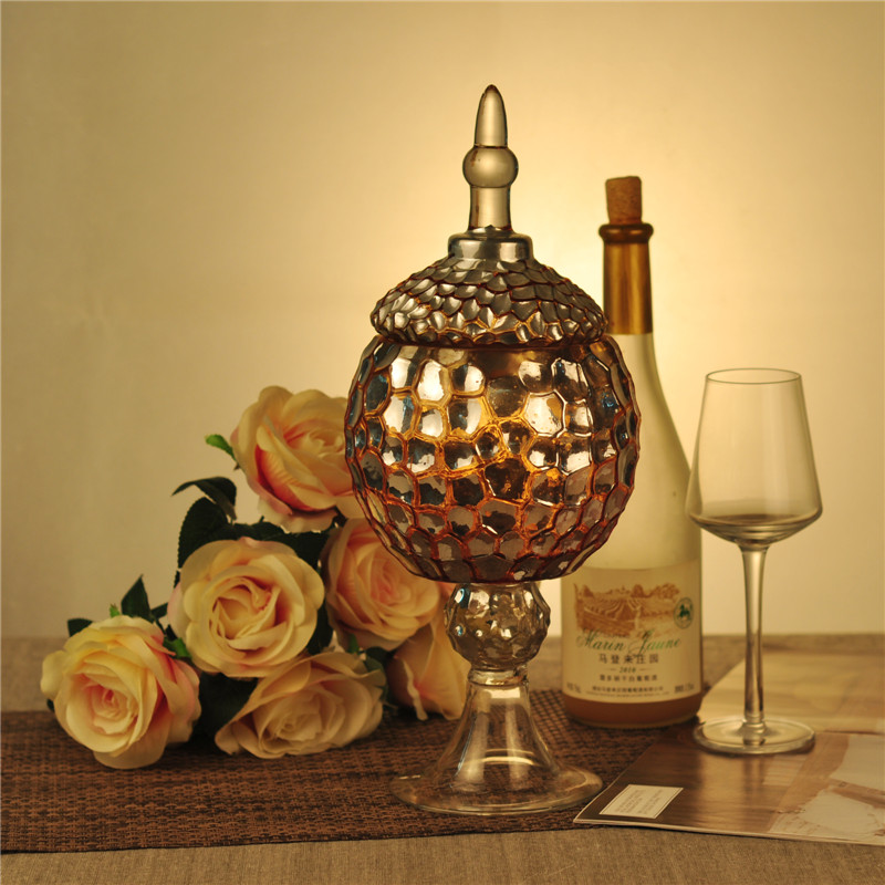 handmade hurricane glass container with lid