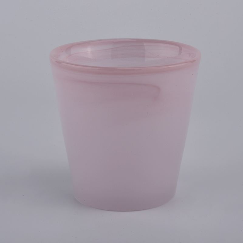 luxury hand made pink glass candle jar