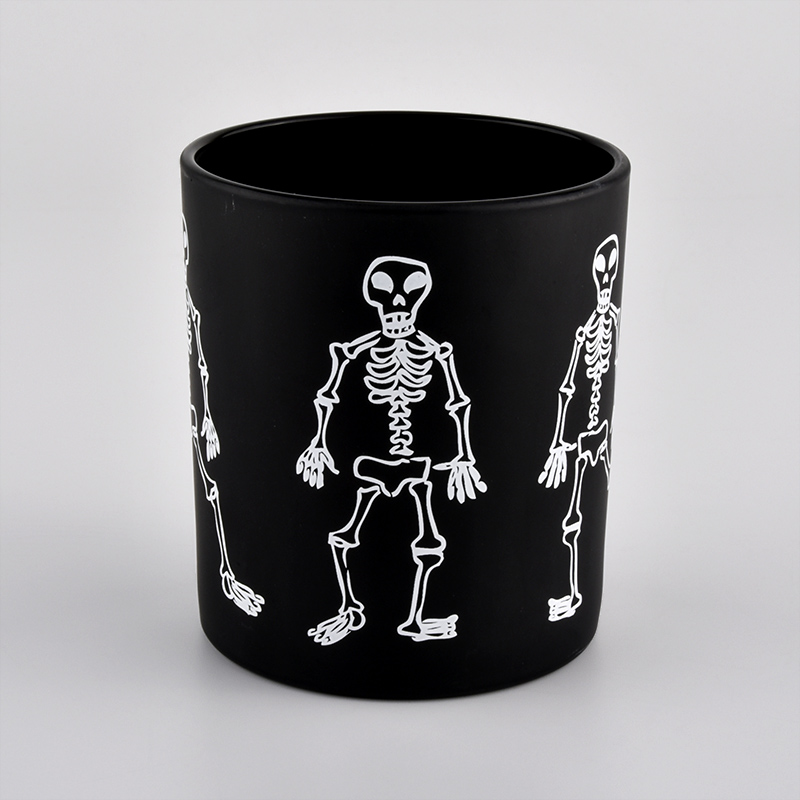 подсвечники из матового черного стекла с печатью