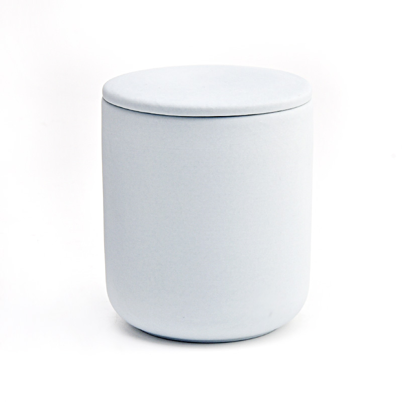 マット仕上げ10オンスのセラミックキャンドル容器付きの蓋をします