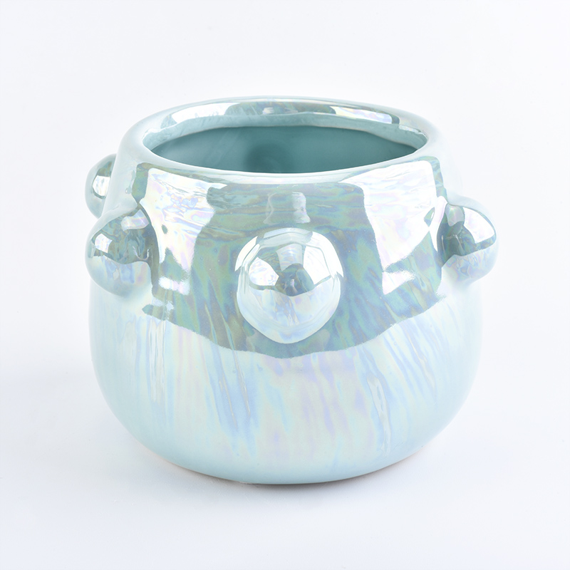 new designed pearl plating ceramic candle jars