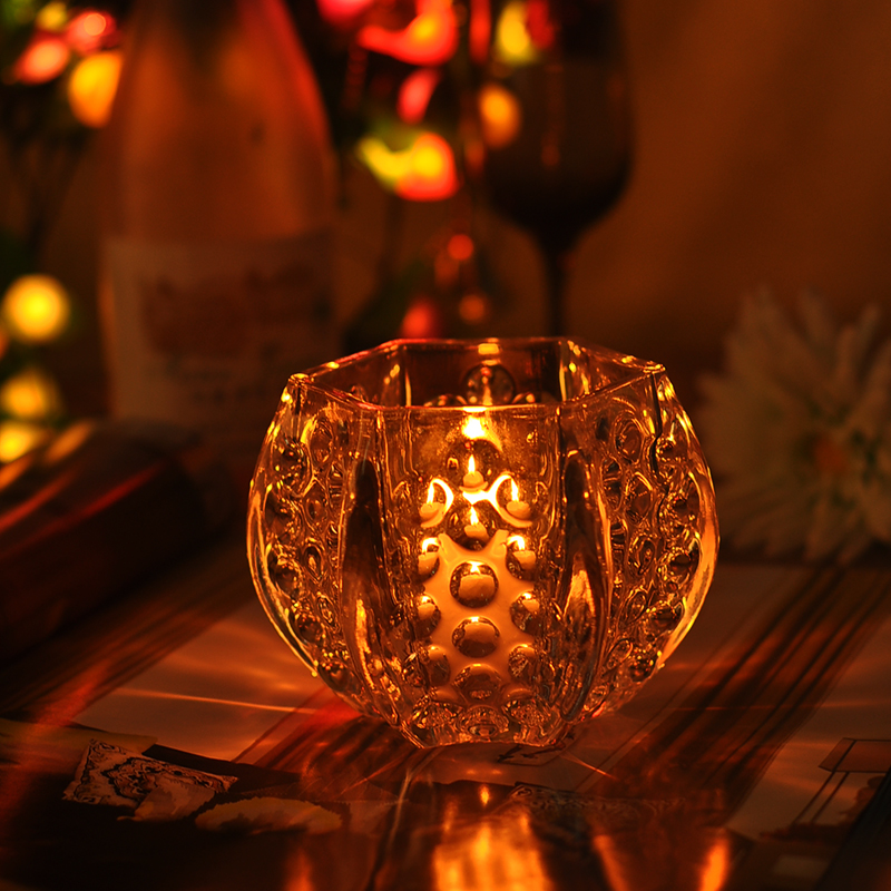 Nowy produkt Uchwyt szkła kryształowego świeca z wytłoczonym wzorem