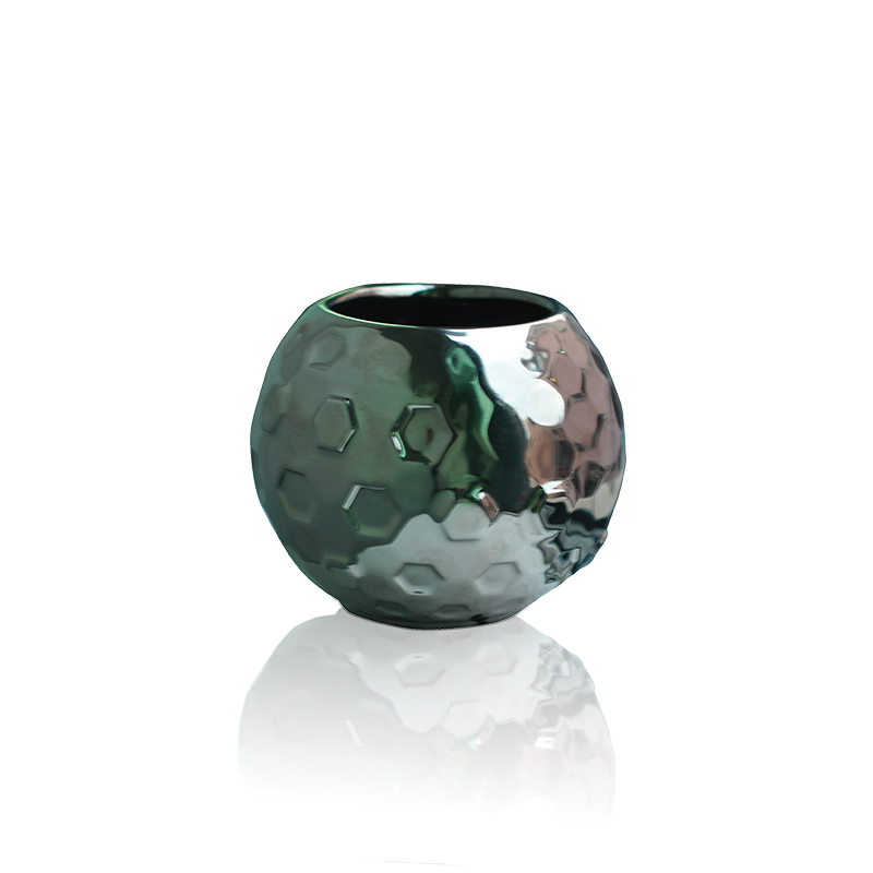 plated sliver ceramic candle holder