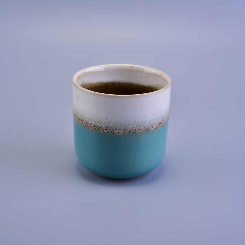 المرطبان الشموع المزجج على السيراميك مع غطاء خشبي