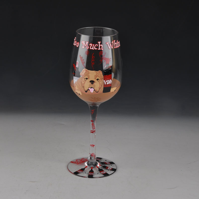 shar per dog painted martini glass