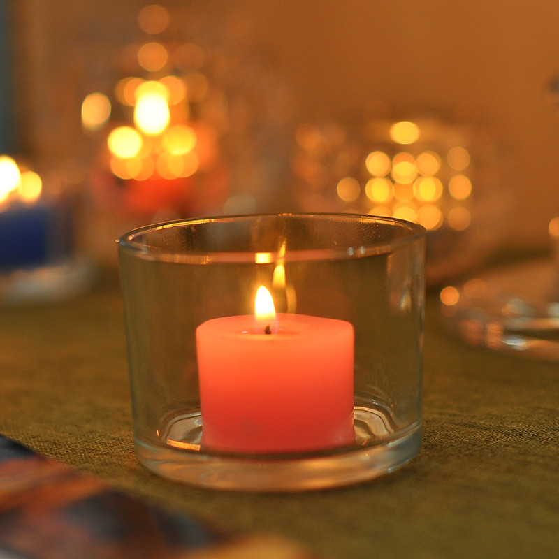 صغير واضح حامل الزجاج شمعة