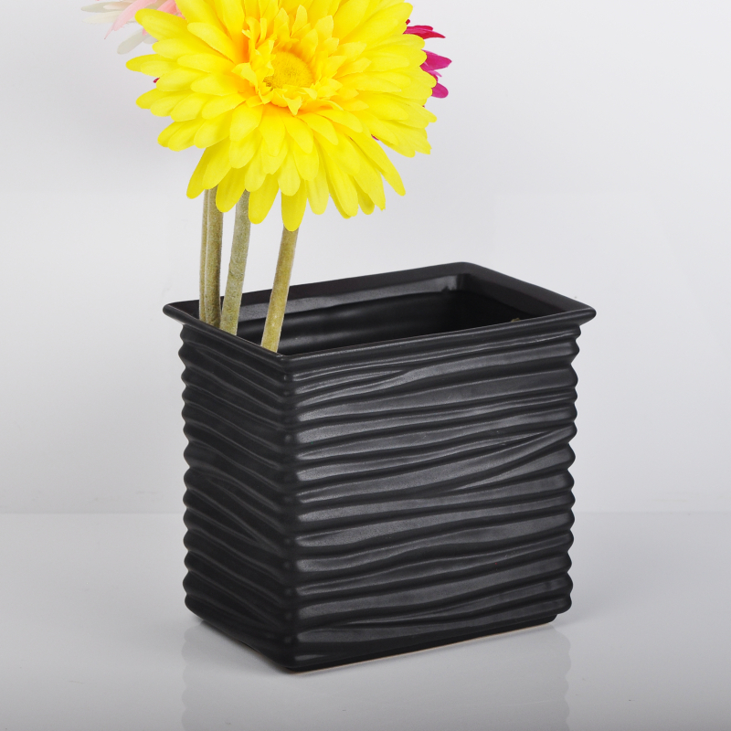 square black ceramic jar
