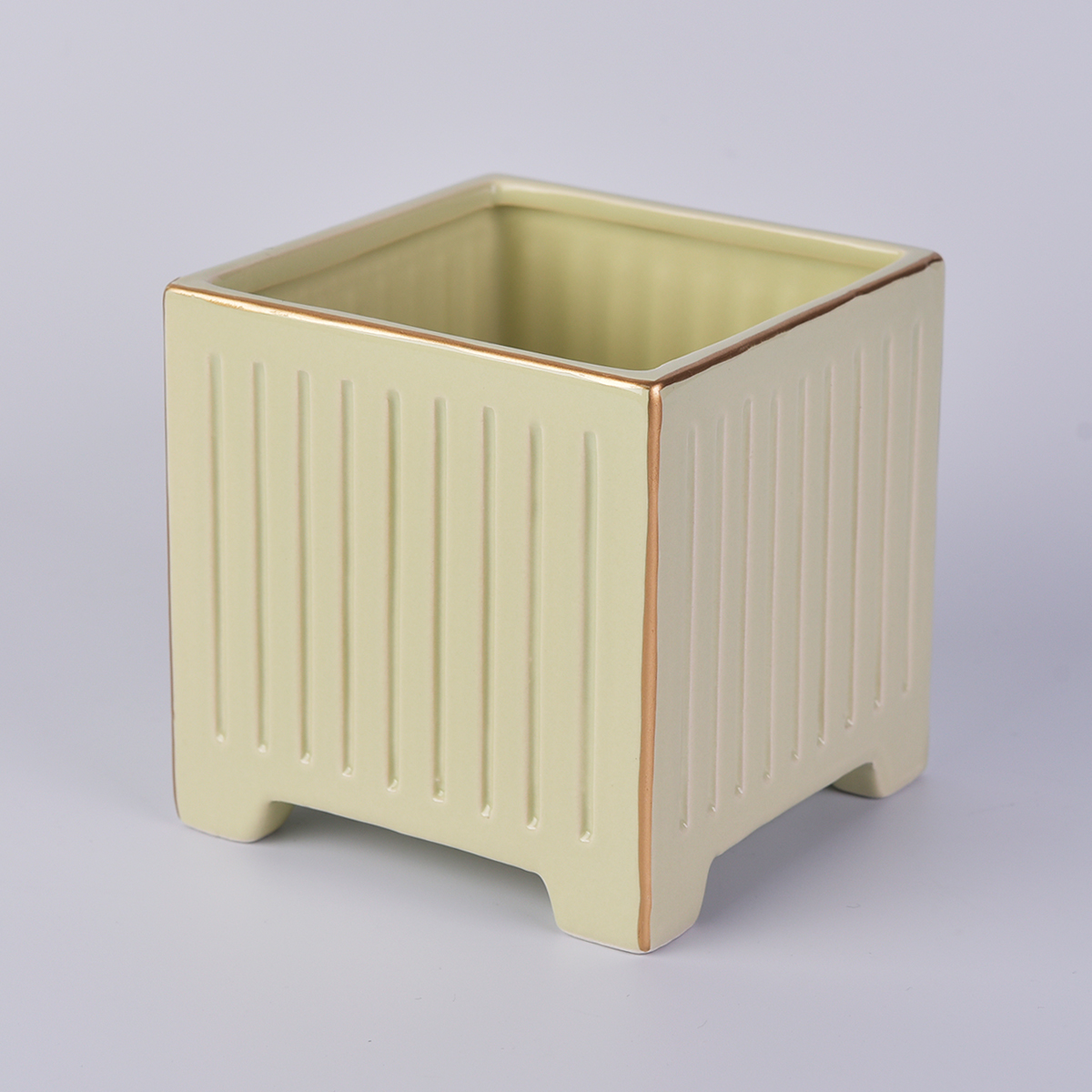 جرة شمعة مربعة باللون الأخضر