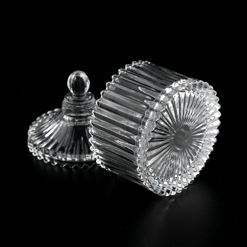 Прозрачная стеклянная банка свеча со стеклянными крышками.