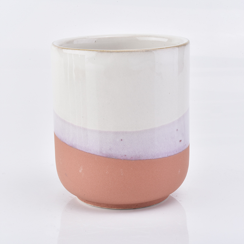 pot de bougie en céramique blanc violet orange 3 couleurs