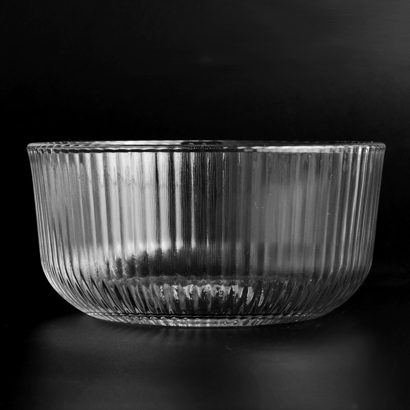 wholesale large capacity vertical edge clear glass candle jars manufacturer