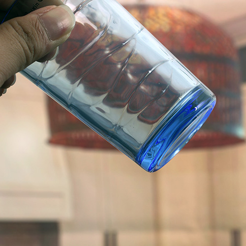 blue drinking glass