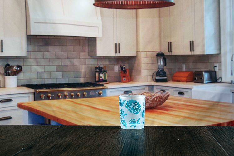 Small glass candle holder