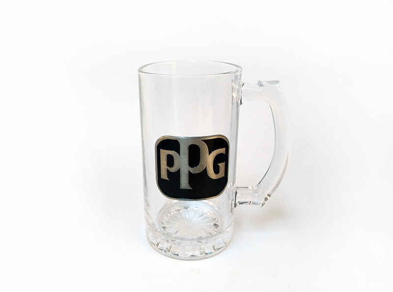 metal logo beer mugs
