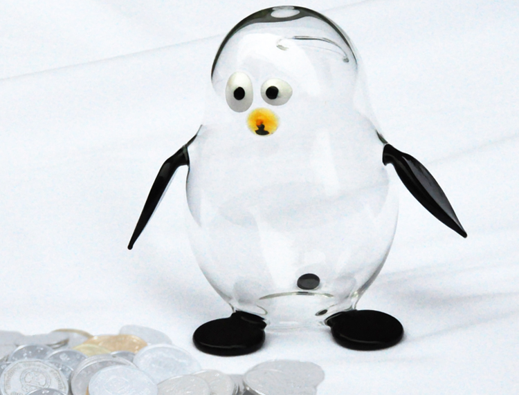 Creative new arrival penguin borosilicate glass coin box glass storage jars preserving jars wholesaler