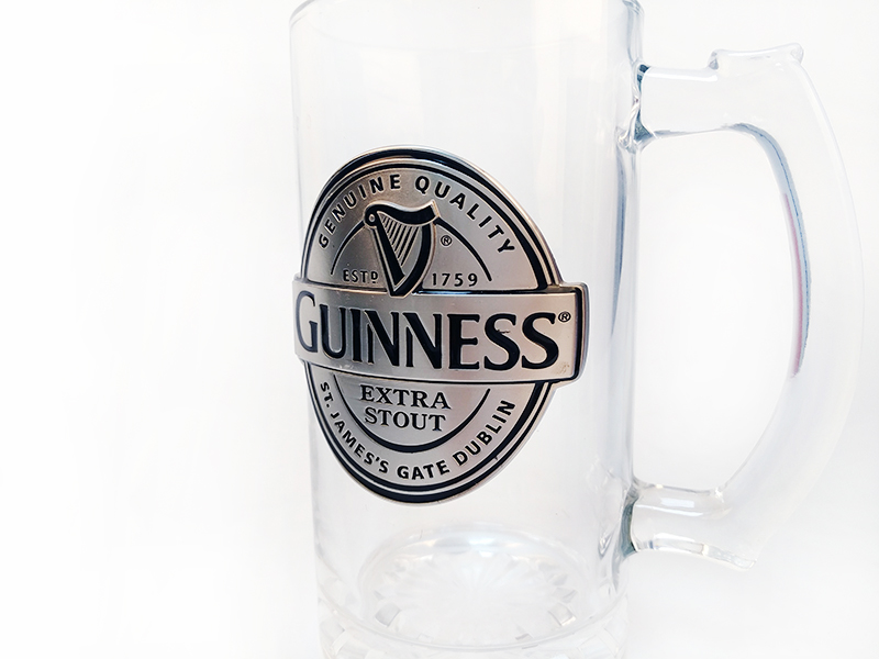 metal logo beer mugs