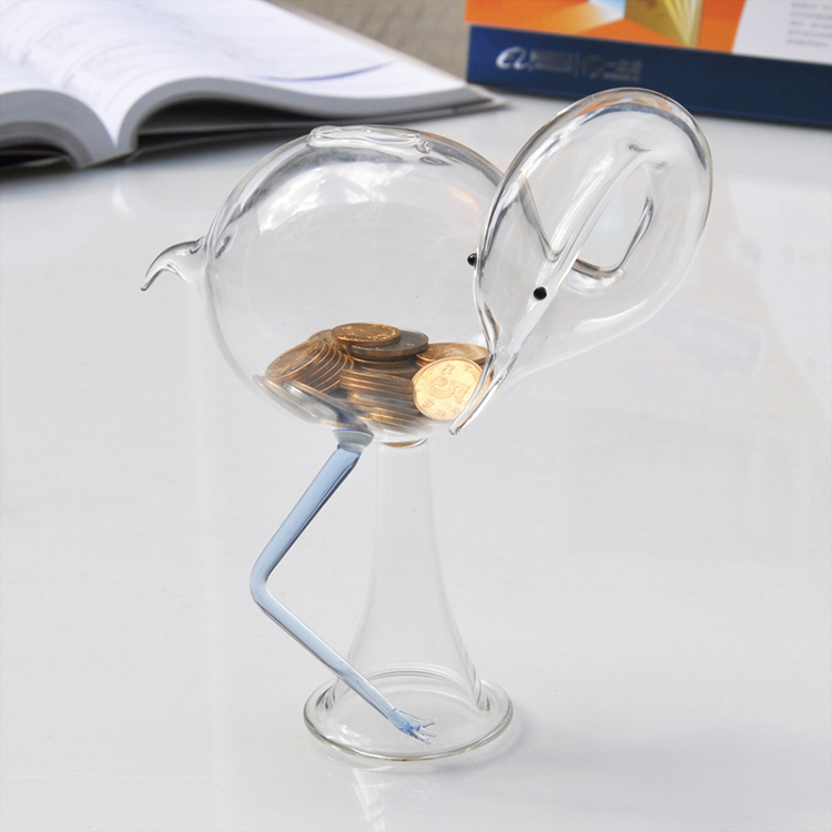 Crane shape glass saving bank and glass money box small glass jars glass jars wholesale