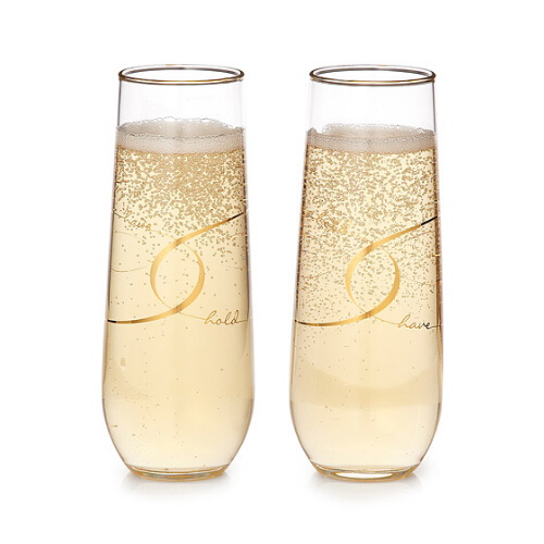 Gold rim champagne flutes
