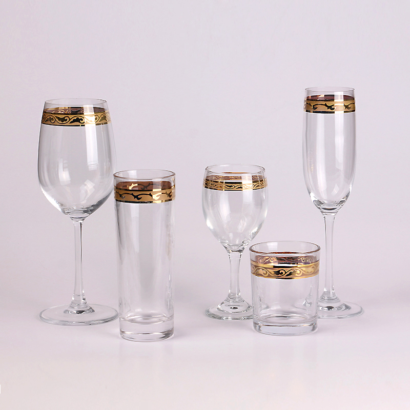 Gold Rimmed Wine Glasses Set