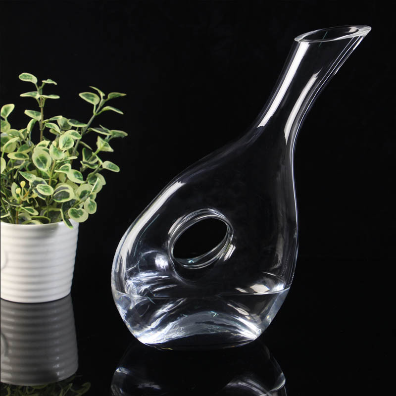 glass decanter with hole