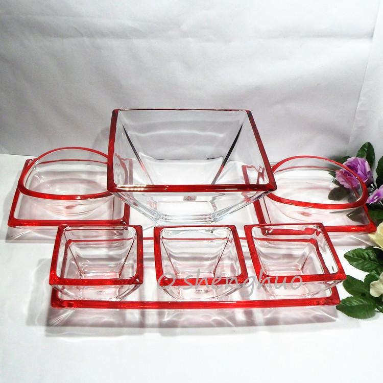 Square glass bowl suits transparent glass fruit plate supplier
