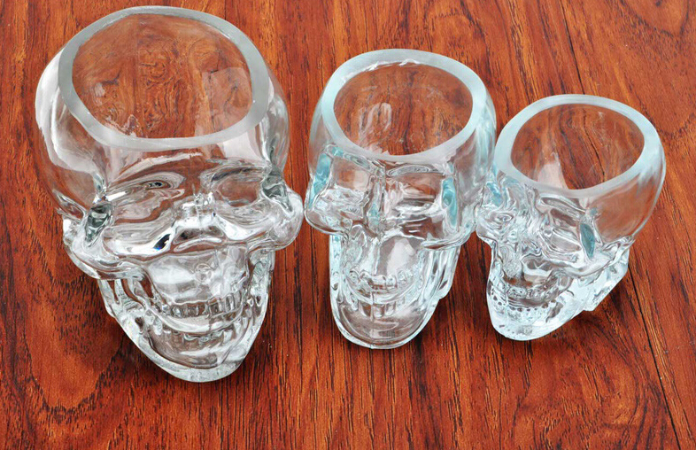 Glass skull cup