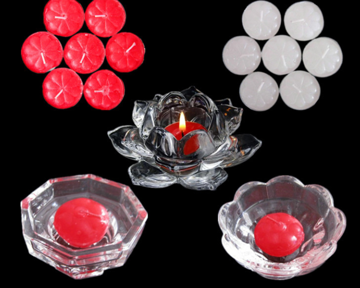 Blue lotus glass candle holder