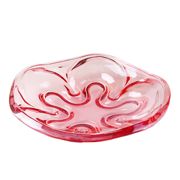 Red Glass Fruit Plate Set