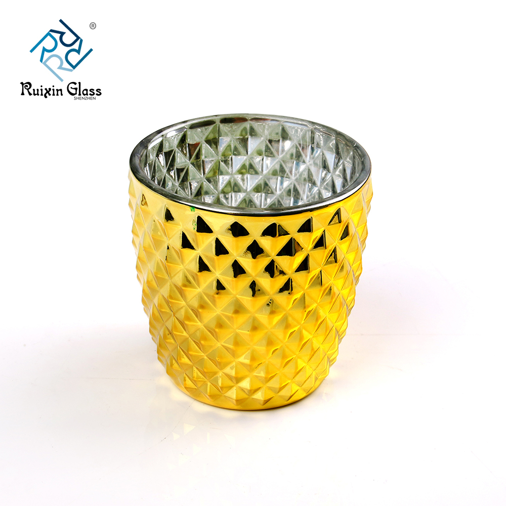 Red Cylinder 10OZ Diamond Pattern Candlestick Holder Supplier