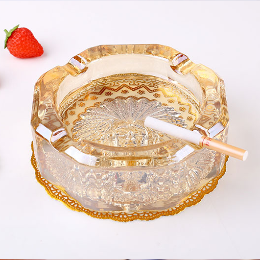  round crystal glass ashtray